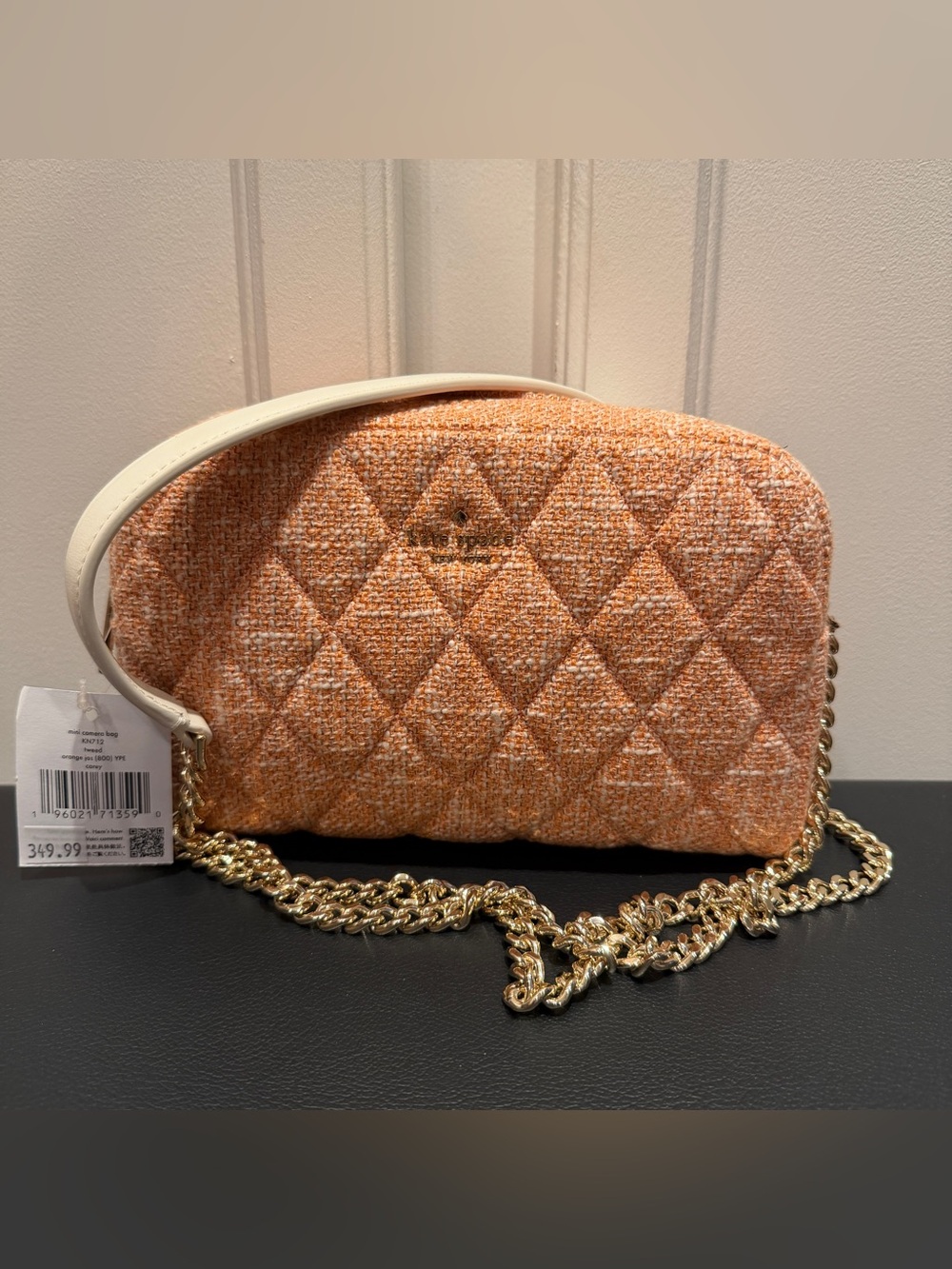 NWT Kate Spade Peach Carey Tinsel Tweed Mini Camera Bag - Picture 2 of 9
